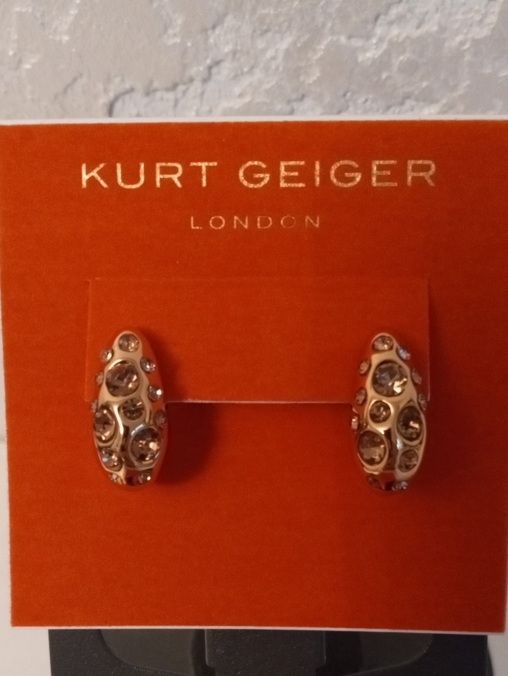 Kurt Geiger Rose Gold Crystal Stud Hoop Earrings